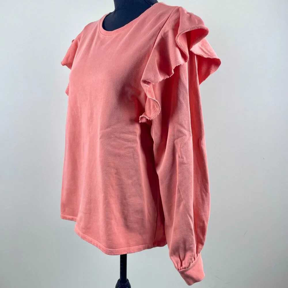 Universal Thread Good Co. Coral Ruffle sweatshirt Size M - Picture 2 of 9